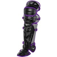 Mizuno Youth Samurai Catcher Baseball Leg Guards, Black/Purple