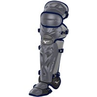 Mizuno Youth Samurai Catcher Baseball Leg Guards, Navy/Grey
