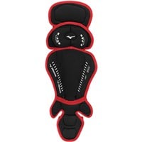 Mizuno Youth Samurai Catcher Baseball Leg Guards, Black/Cardinal