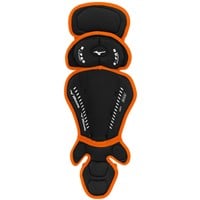 Mizuno Youth Samurai Catcher Baseball Leg Guards, Black/Orange