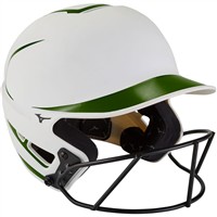 Mizuno F6 2-Tone Fastpitch Softball Batting Helmet, White/Dark Green