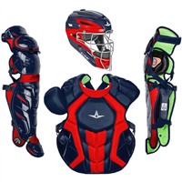 All Star Adult System7 Axis Pro Catcher's Set, Navy/Scarlet
