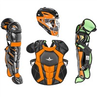 All Star Intermediate System7 Axis Elite Travel Team Catcher's Set, Black/Orange