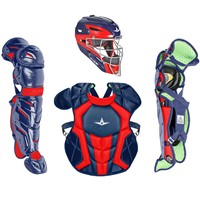 All Star Intermediate System7 Axis Elite Travel Team Catcher's Set, Navy/Scarlet
