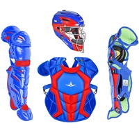 All Star Intermediate System7 Axis Elite Travel Team Catcher's Set, Royal/Scarlet