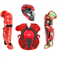 All Star Intermediate System7 Axis Elite Travel Team Catcher's Set, Scarlet/Black