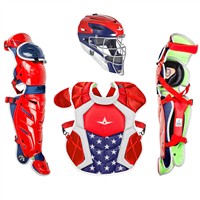 All Star Intermediate System7 Axis USA Pro Catcher's Set, Red/White/Blue