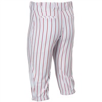 Champro Youth Triple Crown Pinstripe Knicker Baseball Pants, White/Scarlet