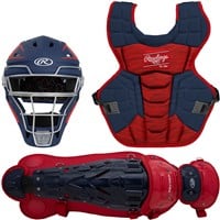 Rawlings Intermediate Velo 2.0 Catcher's Set, Navy/Scarlet