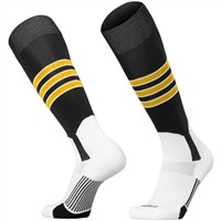 TCK Adult Dugout 2-in-1 Stirrup Look Baseball and Softball Socks, Black/Gold
