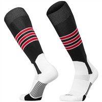 TCK Adult Dugout 2-in-1 Stirrup Look Baseball and Softball Socks, Black/Scarlet