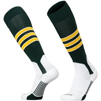 TCK Adult Dugout 2-in-1 Stirrup Look Baseball and Softball Socks, Dark Green/Gold