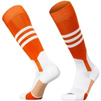 TCK Adult Dugout 2-in-1 Stirrup Look Baseball and Softball Socks, Orange/White