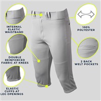 Easton Men's Rival+ Knicker Baseball Pants, White