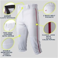 Easton Youth Rival+ Piped Knicker Baseball Pants, Grey/Navy