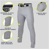 Easton Youth Rival+ Open Bottom Baseball Pants, Grey
