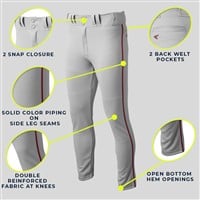 Easton Men's Rival+ Open Bottom Piped Baseball Pants, Grey/Royal