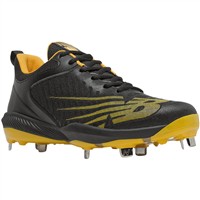 New Balance Mens Fuel Cell L4040v6 Low Metal Baseball Cleats, Black/Yellow
