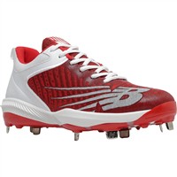 New Balance Mens Fuel Cell L4040v6 Low Metal Baseball Cleats, Red/White