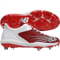 New Balance Mens Fuel Cell L4040v6 Low Metal Baseball Cleats, Red/White