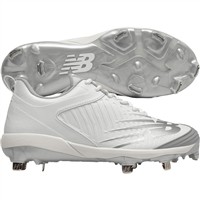 New Balance Women's FUSEv3 Low Metal Pitcher Softball Cleats, White/White