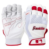 Franklin Adult Shok-Sorb X Baseball Batting Glove, White/Red
