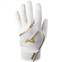 Mizuno Adult MVP Baseball Batting Gloves, White/Gold