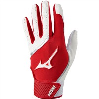 Mizuno Adult MVP Baseball Batting Gloves, White/Red