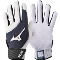Mizuno Adult MVP Baseball Batting Gloves, White/Grey