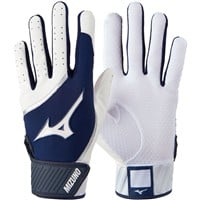 Mizuno Adult MVP Baseball Batting Gloves, White/Navy