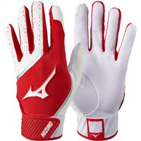 Mizuno Youth MVP Baseball Batting Gloves, White/Red