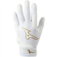 Mizuno Women's Finch Fastpitch Softball Padded Batting Gloves, White/Gold