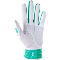 Mizuno Women's Finch Fastpitch Softball Padded Batting Gloves, White/Gold