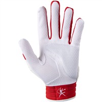 Mizuno Women's Finch Fastpitch Softball Padded Batting Gloves, White/Red