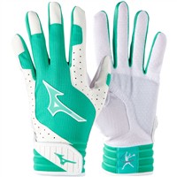 Mizuno Women's Finch Fastpitch Softball Padded Batting Gloves, White/Gold