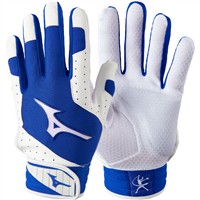 Mizuno Women's Finch Fastpitch Softball Padded Batting Gloves, White/Royal