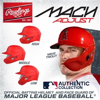 Rawlings Youth Mach Adjust Matte Batting Helmet, Scarlet