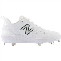 New Balance Men's Fresh Foam X 3000v6 Synthetic Low Metal Baseball Cleats, White/Grey