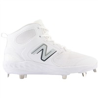 New Balance Men's Fresh Foam X 3000v6 Synthetic Mid Metal Baseball Cleats, White/White