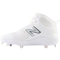 New Balance Men's Fresh Foam X 3000v6 Synthetic Mid Metal Baseball Cleats, White/White