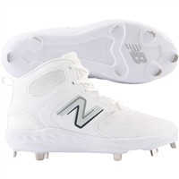 New Balance Men's Fresh Foam X 3000v6 Synthetic Mid Metal Baseball Cleats, White/White