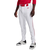 Under Armour Men's Utility Pro Piped Baseball Pant, White/Red