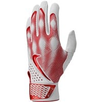 NIKE Adult Alpha Elite Batting Gloves, White/Silver