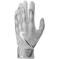 NIKE Adult Alpha Elite Batting Gloves, White/Silver