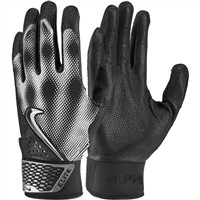 NIKE Adult Alpha Elite Batting Gloves, Black/Silver
