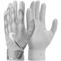 NIKE Adult Alpha Elite Batting Gloves, White/Silver