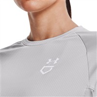 Under Armour Women's Fastpitch Softball Crew Pullover, Grey/White