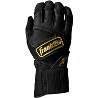 Franklin Adult MLB Powerstrap Infinite Series Batting Glove, Black/Gold
