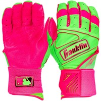 Franklin Adult MLB Powerstrap Infinite Series Batting Glove, Pink/Green