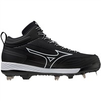 Mizuno Women's Sweep 6 Mid Fastpitch Softball Metal Cleat, Black/White